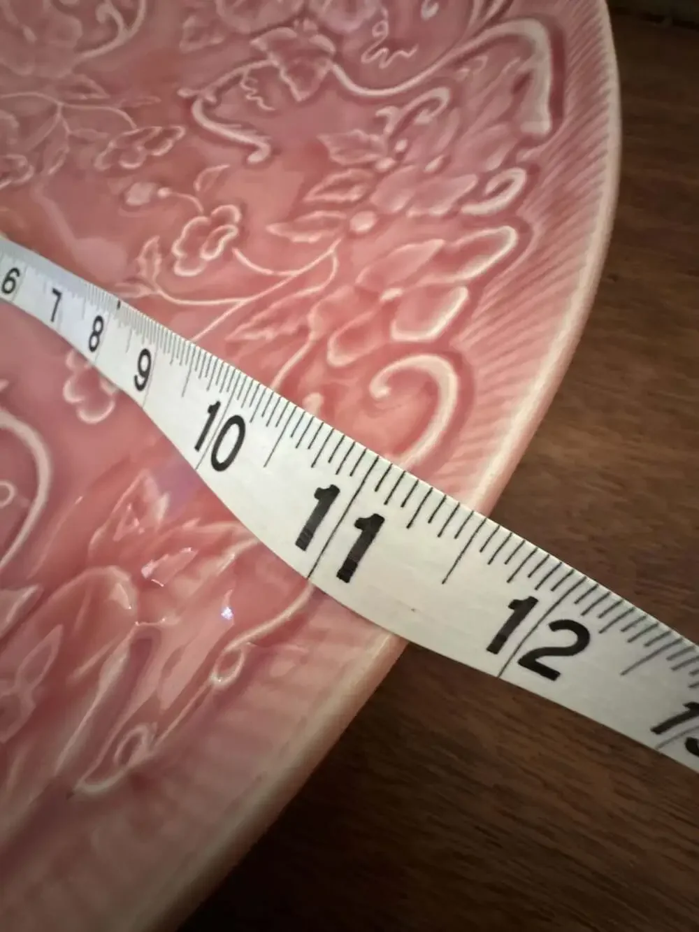 Bordallo Pinheiro Pink Majolica Floral Embossed Oval Platter Made in Portugal